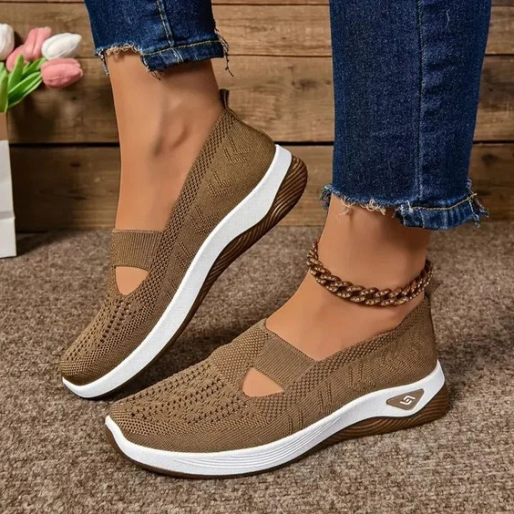 Womens Breathable Mesh Walking Sneakers with Cushioned Sole