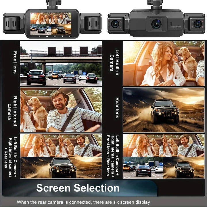 Dual Lens Dashboard Camera with Night Vision and Wi-Fi Connectivity