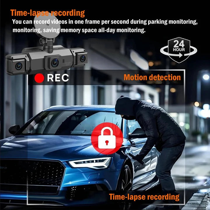 Dual Lens Dashboard Camera with Night Vision and Wi-Fi Connectivity