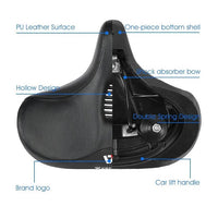 Wide Padded Bicycle Saddle with Ergonomic Support for Long Distance Rides