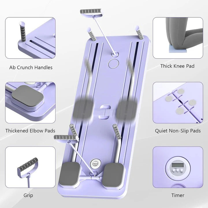 Foldable Pilates Exercise Board with Portable Reformer Design for Home Use