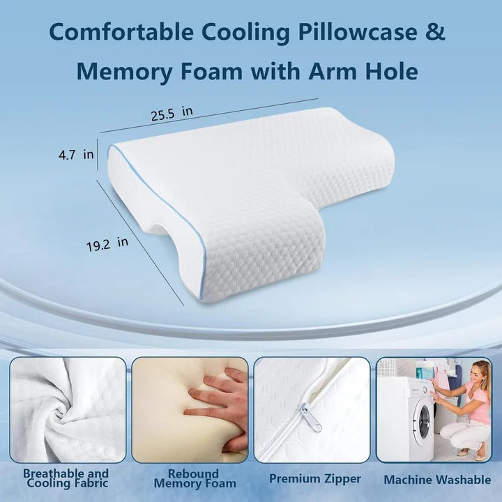 Couples Cuddle Pillow with Arm Tunnel and Orthopedic Support