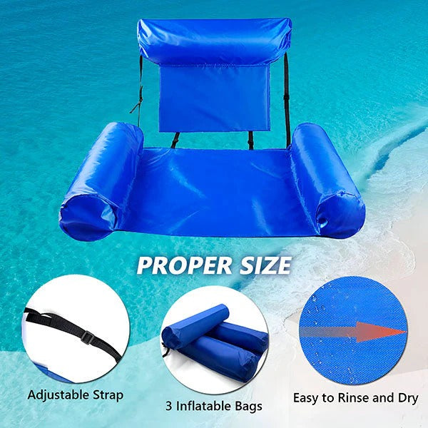 Floating Pool Chair with Backrest and Water Recreation Support