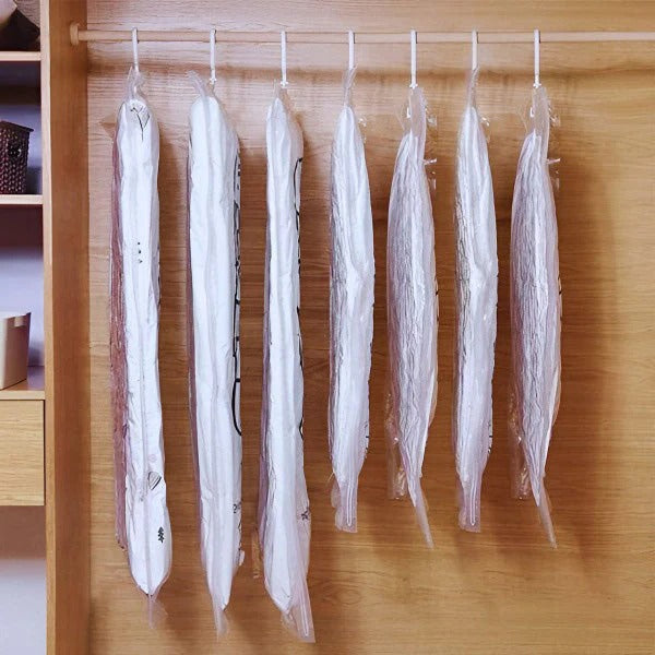 Space Saving Hanging Vacuum Seal Storage Bags, Set of 4 for Wardrobe Organization
