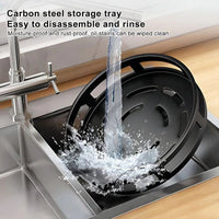 Triple Tier Swivel Metal Shelf with Rotating Base Organizer