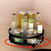Triple Tier Swivel Metal Shelf with Rotating Base Organizer