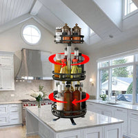 Triple Tier Swivel Metal Shelf with Rotating Base Organizer