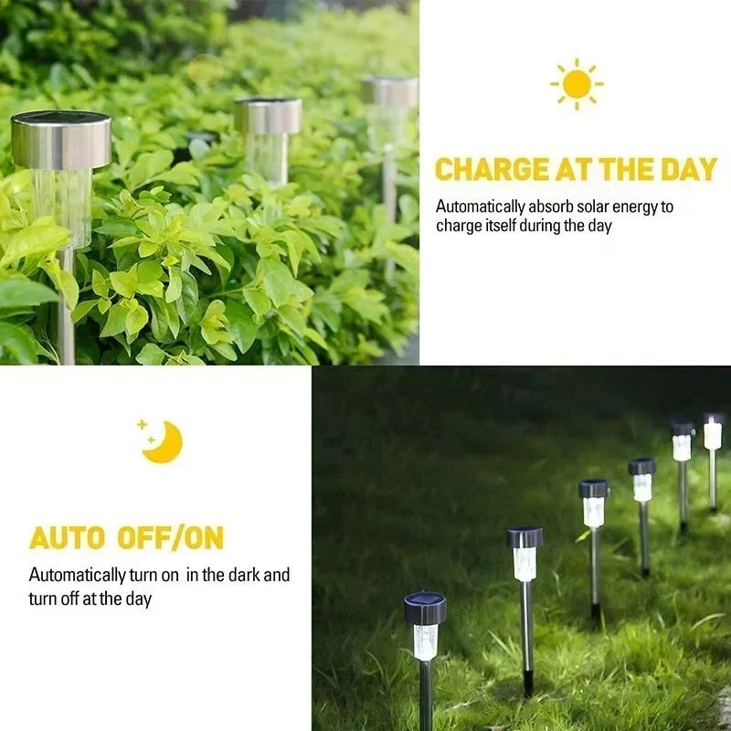 Solar Pathway Stake Lights for Garden and Yard Decor, 10 Piece