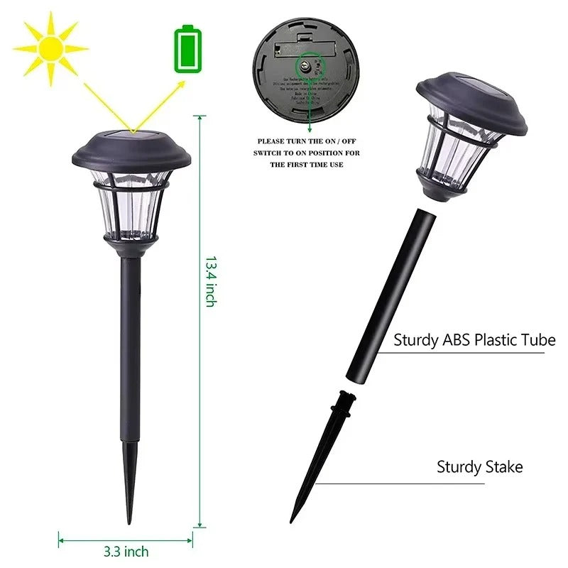 Waterproof Solar Ground Stake Lights for Garden Walkway and Outdoor Decor,  Set of 4