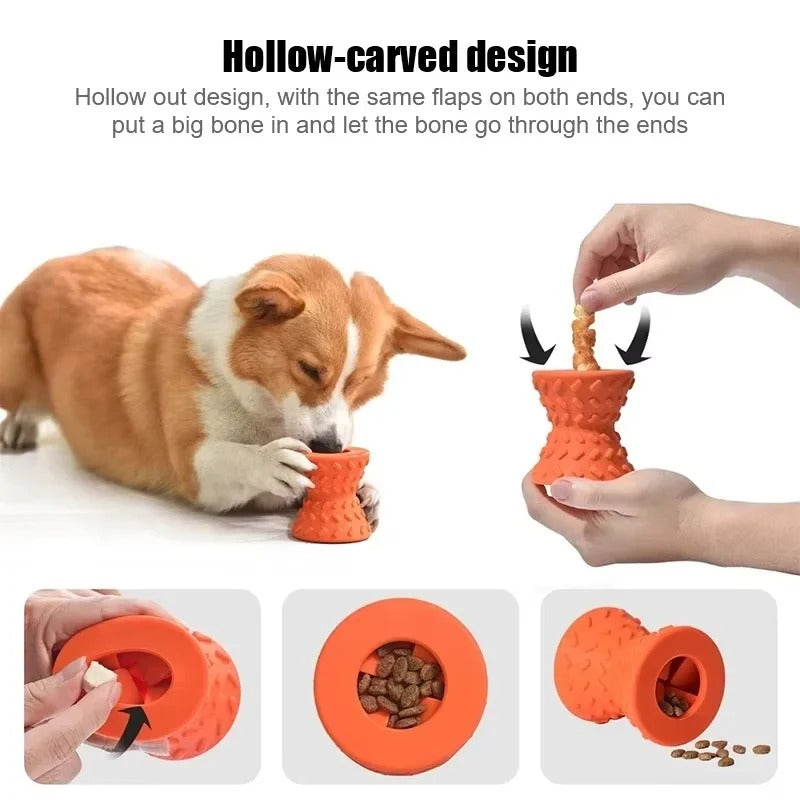 Dog Chew Toy with Built In Treat Dispenser for Independent Play Use