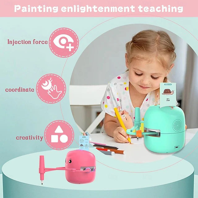 Kids Drawing Robot Machine with 100 Art Cards and 2 Pens, Auto Sketch Learning Toy