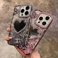 Sparkling Diamond Butterfly Design Reflective Phone Cover for iPhone