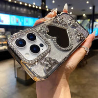 Sparkling Diamond Butterfly Design Reflective Phone Cover for iPhone