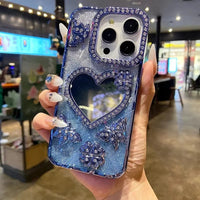 Sparkling Diamond Butterfly Design Reflective Phone Cover for iPhone