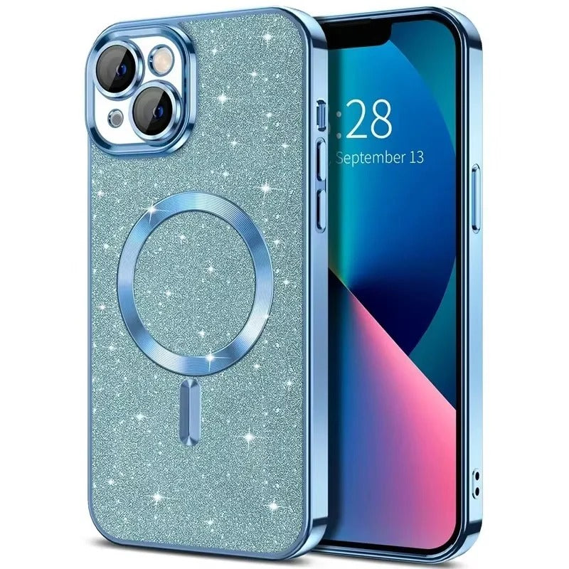 Electroplated Glitter iPhone Cover with MagSafe Compatibility and Slim Fit Design