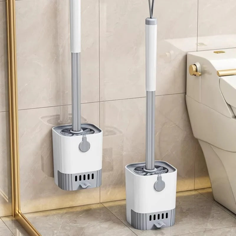 Flexible Toilet Brush with Wall Mount Holder for Modern Bathroom Storage