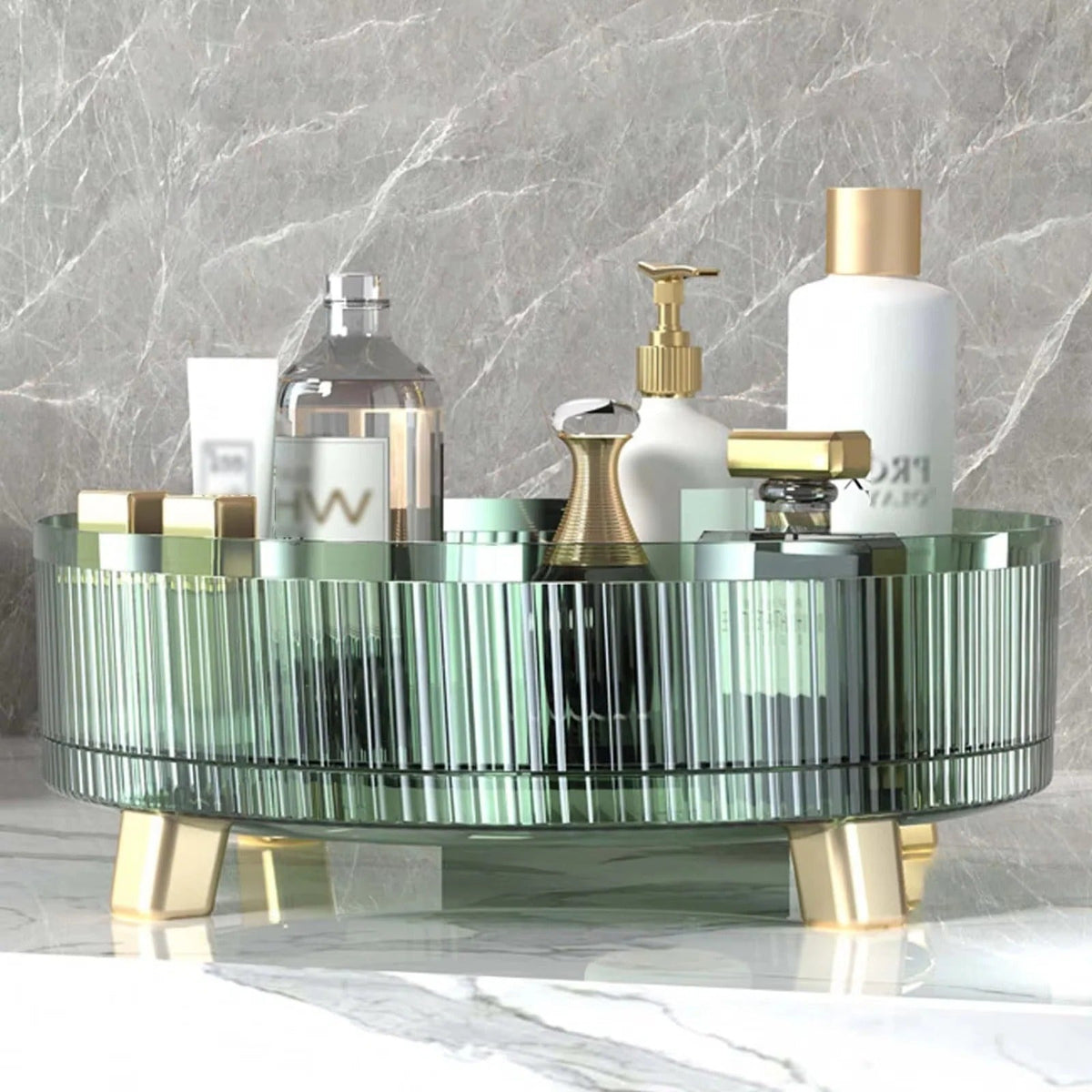 Rotating Makeup Organizer with 360 Degree Base for Vanity and Counter Use