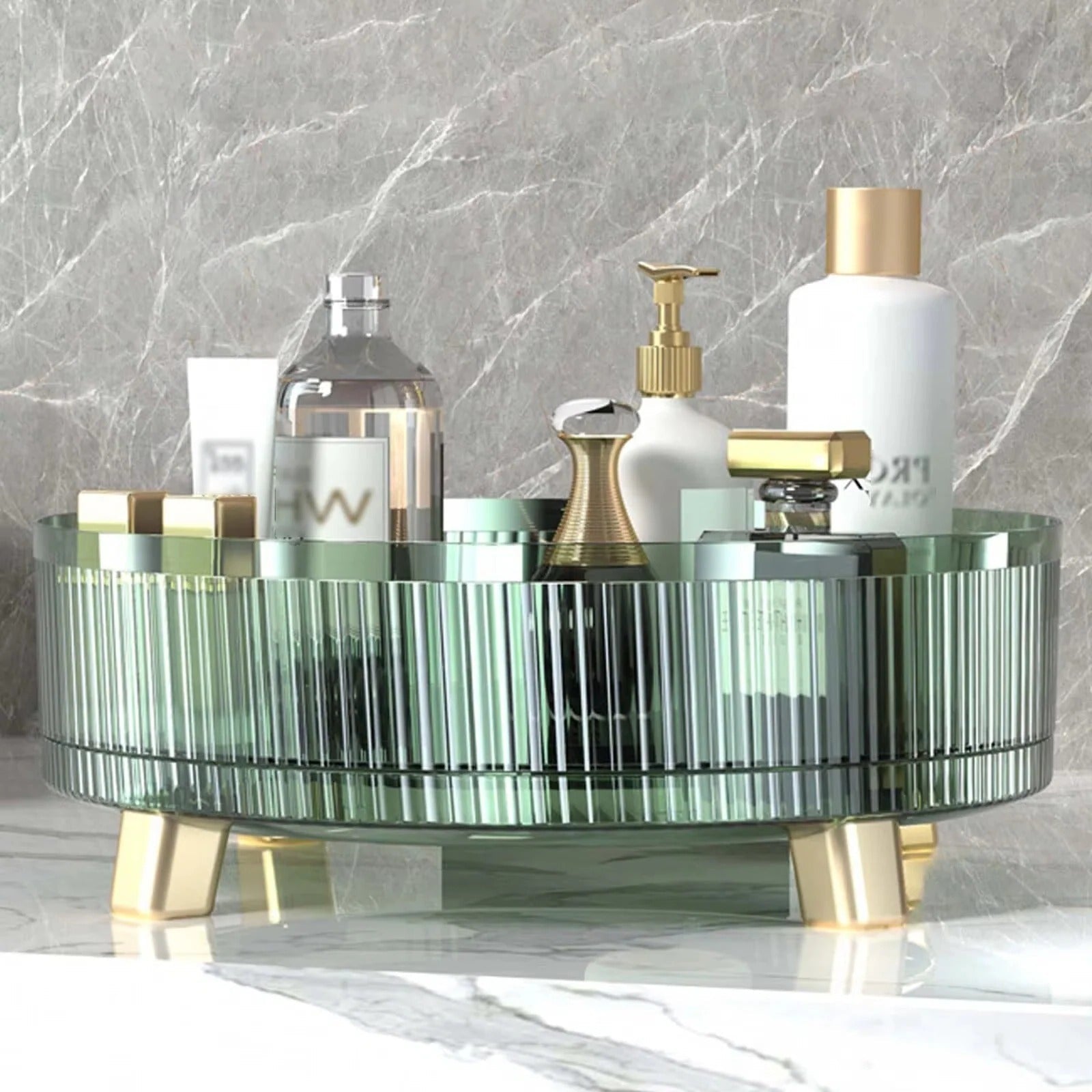 Rotating Makeup Organizer with 360 Degree Base for Vanity and Counter Use