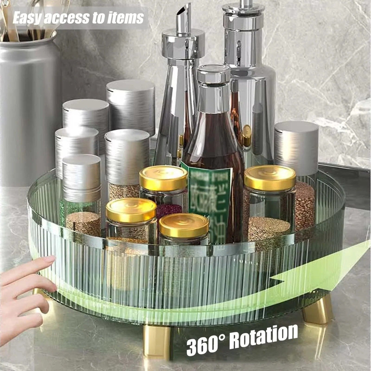 Rotating Makeup Organizer with 360 Degree Base for Vanity and Counter Use