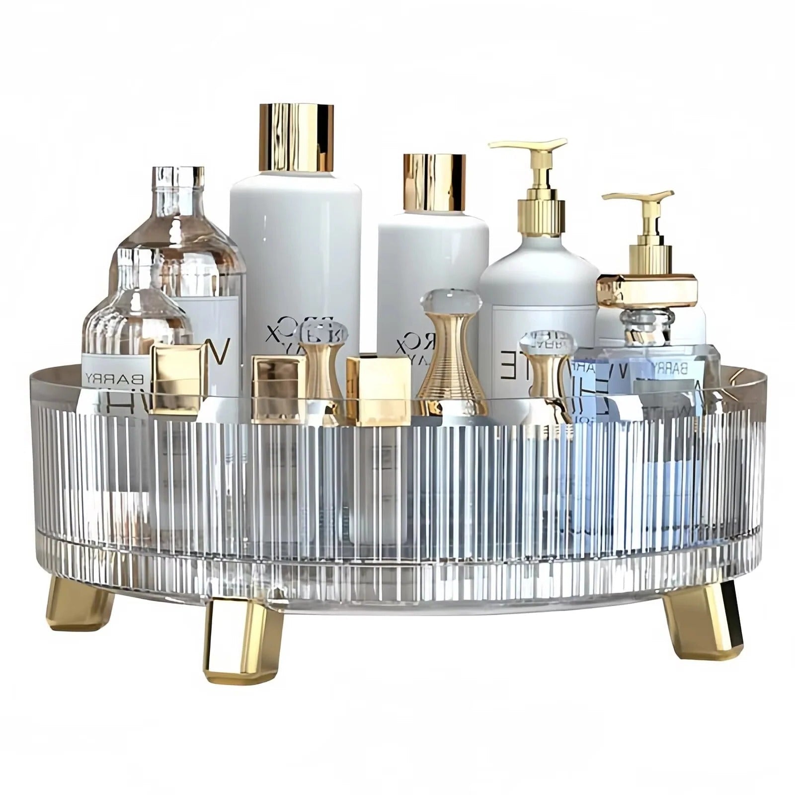 Rotating Makeup Organizer with 360 Degree Base for Vanity and Counter Use