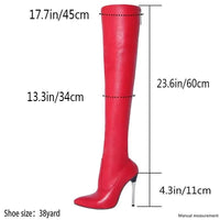 Over the Knee Red Boots with 4.3 Inch Stiletto Heel and Back Zip