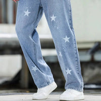 Relaxed Fit Straight Cut Jeans with Wide Leg Design for Men