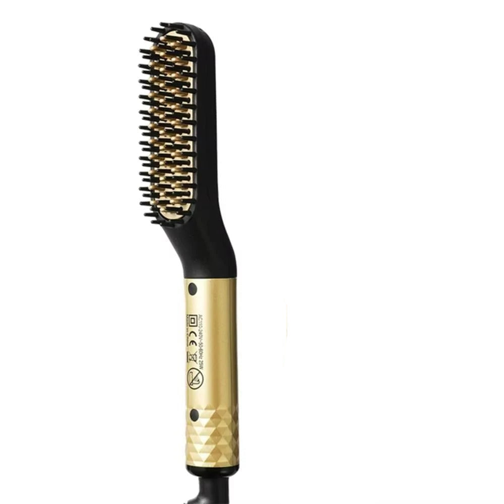 Compact Ceramic Heated Brush for Beard Styling and Grooming
