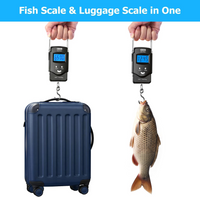 Portable Hanging Scale with Built-in Tape Measure and Blue Backlit Display, 110lb Capacity