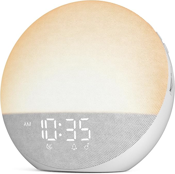 Sunrise Alarm Clock White Noise Machine: Natural Wake Up Light - Dimmable Clock with Bluetooth Speaker for Bedroom - 25 Sleep Sounds for Baby Adults Kids Putty allveramart