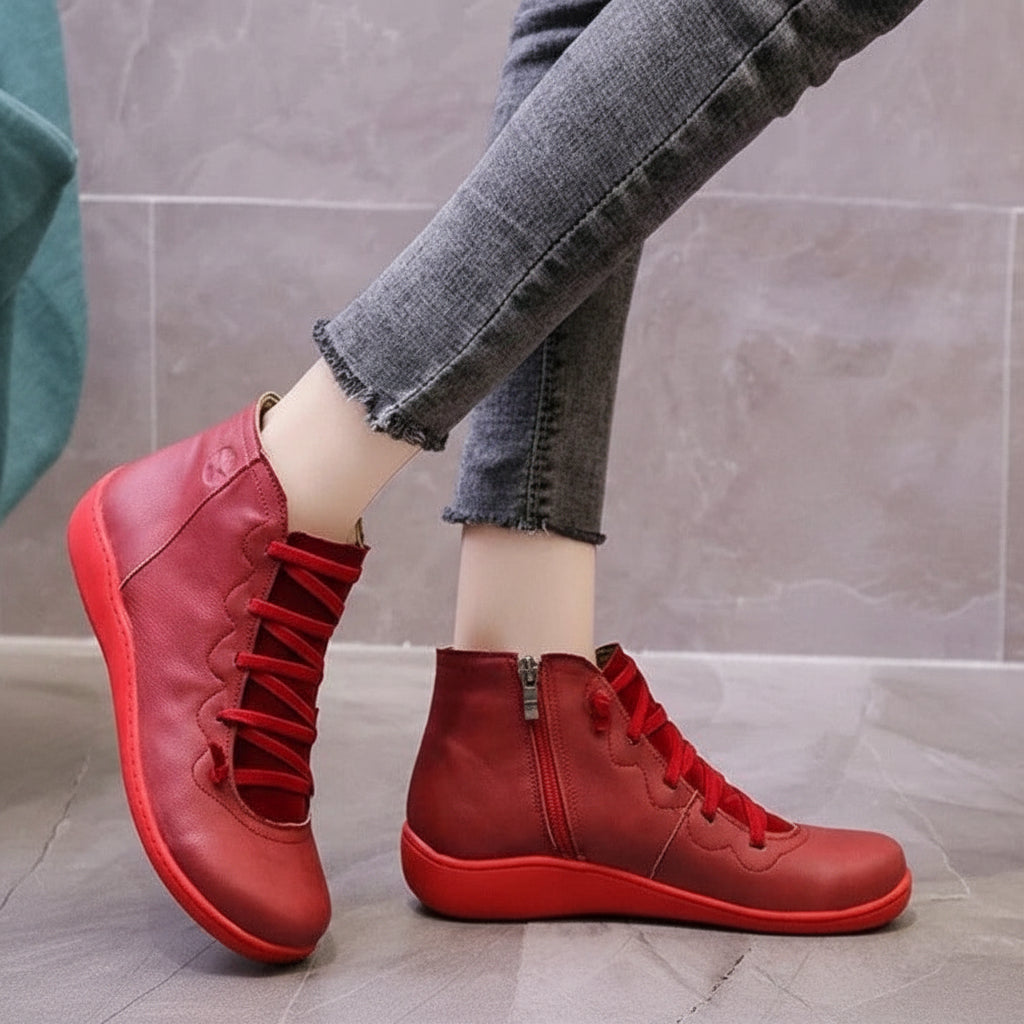 Side-Zip Ankle Boots for Women with Round Toe and Block Heel Design