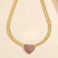 Crystal Heart Pendant Choker with Rhinestone Detail for Women