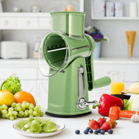 Rotary Grater with Five Interchangeable Blades and Suction Cup Base