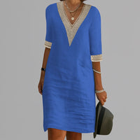 Lightweight Linen Midi Dress with Pockets for Women