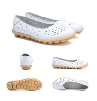 Ladies Broad Width Leather Loafer Shoes with Cushioned Sole