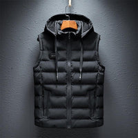 Basic Full Zip Plain Hooded Vest Outerwear