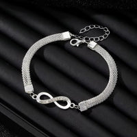 Rhinestone Heart and Infinity Bangle Bracelet Set, 3 Piece