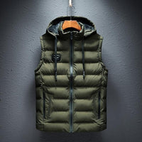Basic Full Zip Plain Hooded Vest Outerwear