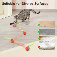 Motion Activated Cat Toys with Feather Tail, 2 Pack Bundle