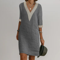 Lightweight Linen Midi Dress with Pockets for Women