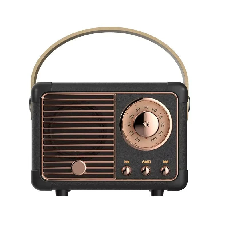 Retro Design Portable Bluetooth Speaker with Built In Bass Driver