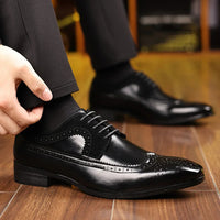 Mens Glossy Wingtip Oxford Formal Dress Shoes