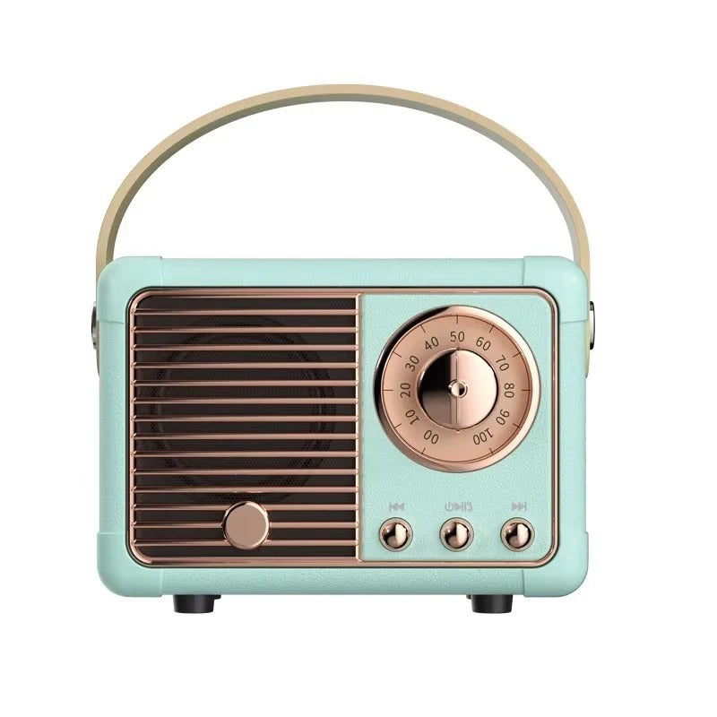 Retro Design Portable Bluetooth Speaker with Built In Bass Driver