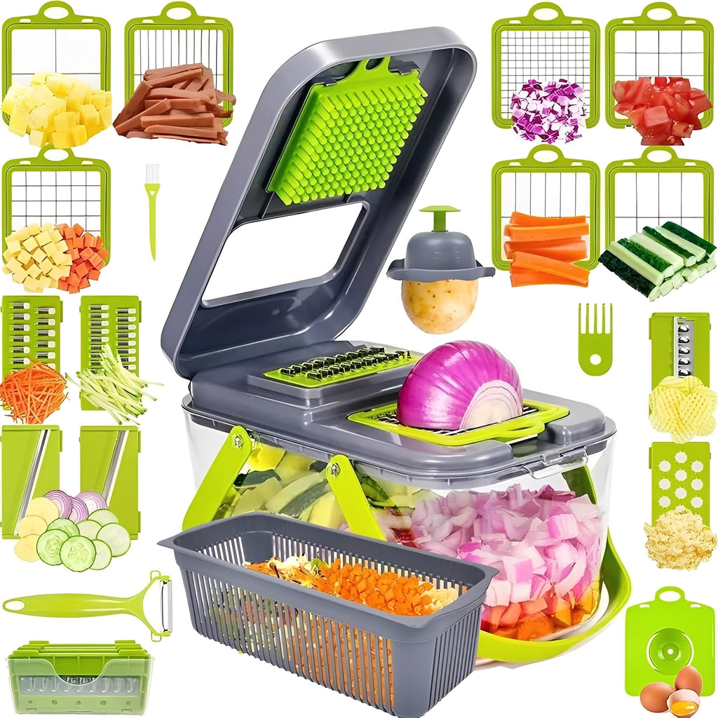 18 in 1 Vegetable Slicer with Safety Grip and Storage Container
