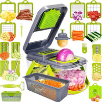 18 in 1 Vegetable Slicer with Safety Grip and Storage Container