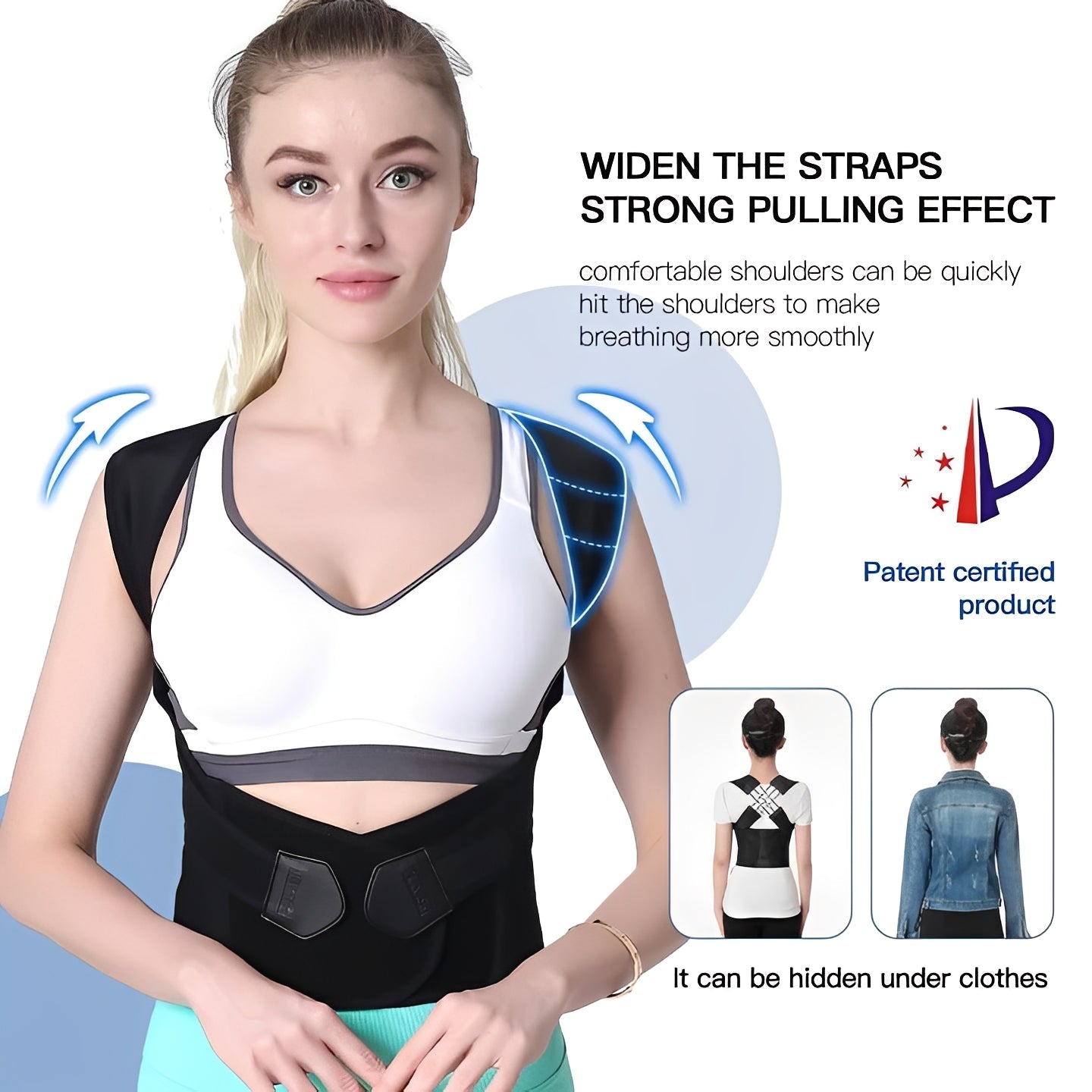 Lightweight Posture Support with Adjustable Shoulder Straps