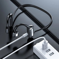 Rechargeable Wireless Conduction Headphones with Touch Controls Built In Mic for Calls