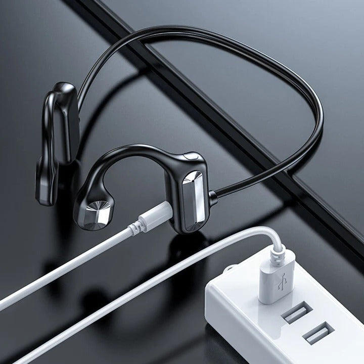 Rechargeable Wireless Conduction Headphones with Touch Controls Built In Mic for Calls