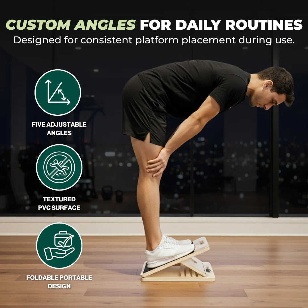 Five Level Adjustable Wooden Slant Board for Stretching and Incline Exercise