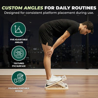 Five Level Adjustable Wooden Slant Board for Stretching and Incline Exercise