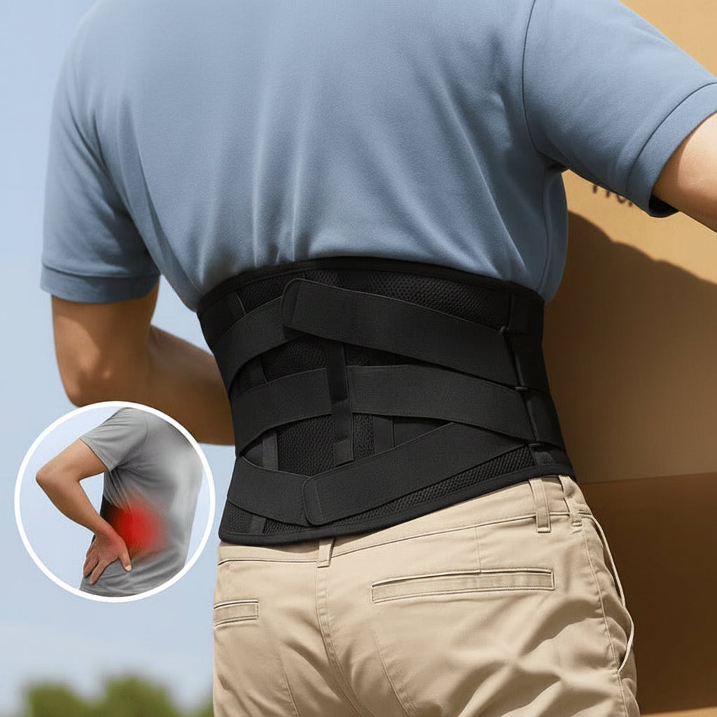 Adjustable Lumbar Support Back Brace with Aluminum Stays